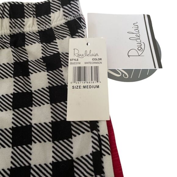 Roudelain Cozy Printed 2 pack Sleep shorts, size M. white/Crimson - Picture 3 of 4